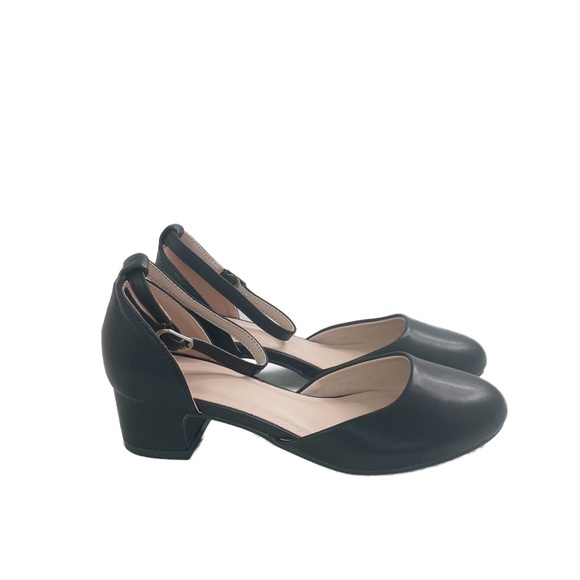 Girls Nina Dress Shoe Mary Jane Low Block Heel Ankle Strap Buckle - Picture 2 of 4